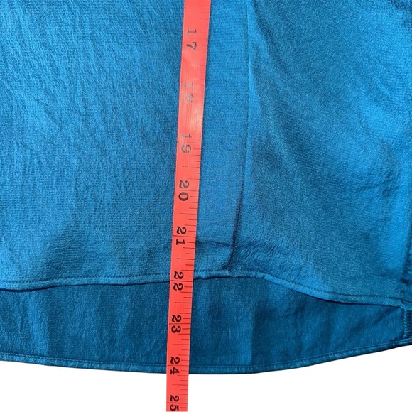 MAJE Lavana Self-Tie Crepe Blouse in Peacock Blue | Long Billow Sleeve Top Large - Picture 10 of 12